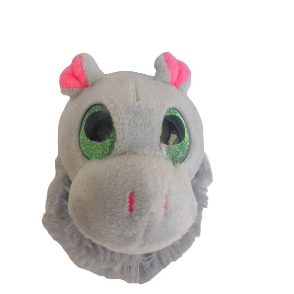 Fiesta Pom Pals 4.5” Plush Gray Beanie Ricky Hippo Big Green‎ Eyes Stuffed Toy